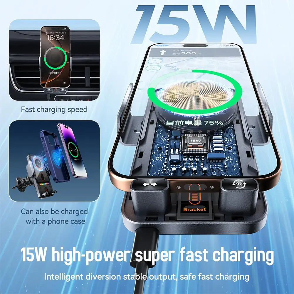 Smart Auto-Clamp Wireless Charger Car Phone Holder
