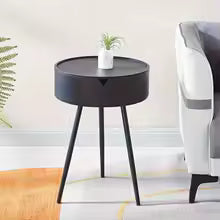Round Plastic Side Table with Storage Space and Mobile Design