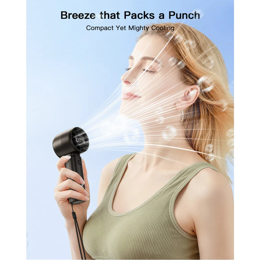 Venturox Mini Hand Fan with LED Display | 5-Speed Turbo Fan | 4000mAh Battery | Travel Fan for Beach & Vacation