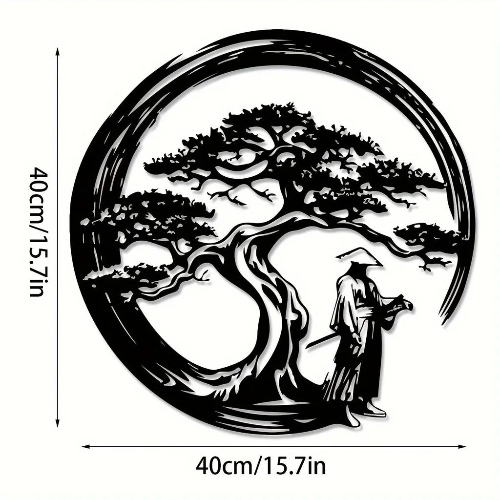 ZENORA Metal Wall Decor Bonsai | Japanese Design with Torii & Enso | 40 × 40 cm