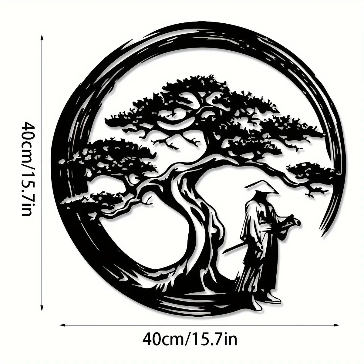 ZENORA Metal Wall Decor Bonsai | Japanese Design with Torii & Enso | 40 × 40 cm