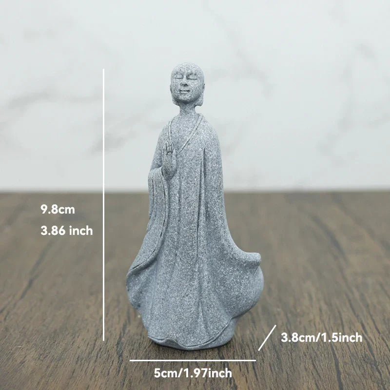 Buddha Stone Statue Small Buddhist Monks Tibetan Buddhism Figures Zen Garden Ornament Meditation Home Aquarium Decoration