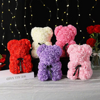 9.8in Artificial Rose Teddy Bear Gift with Display Box - Romantic Anniversary or Valentine's Day Decor