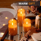 Lumièrea | LED Candle Set with Glass | Flickering & Remote Control | Timer | Wedding & Christmas