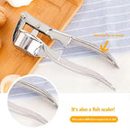Robust garlic press made of stainless steel