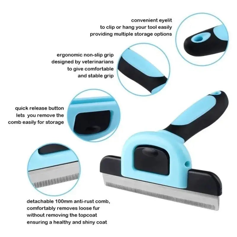 FellZart Undercoat Brush for Dogs & Cats | Double-Sided & Replaceable Blade | De-Shedding & Hair Removal