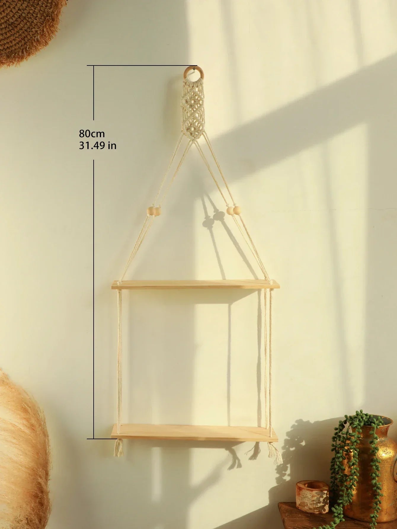 Wall shelf – Wood – Hanging shelves – Boho home decoration – Room decoration