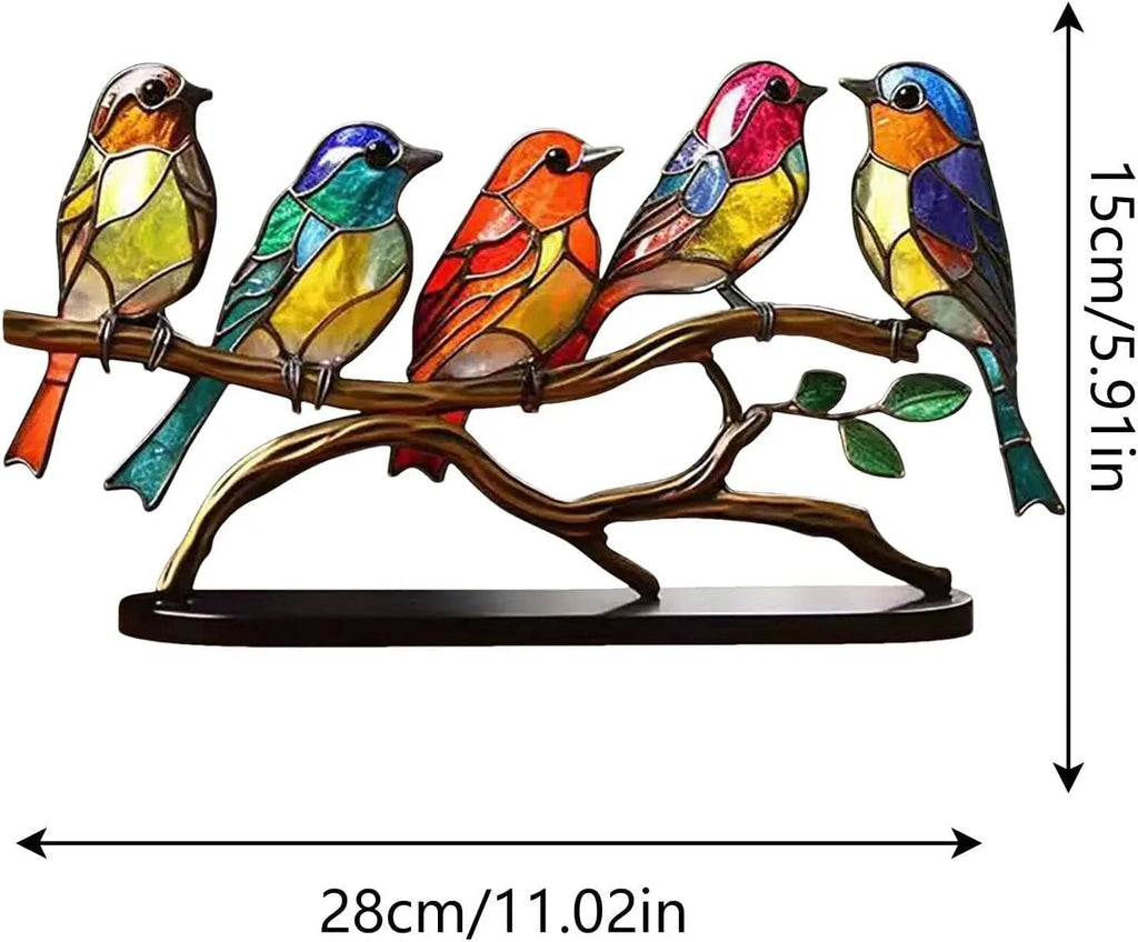 ElegantAviary | Colorful Birds on Branch Desk Ornaments