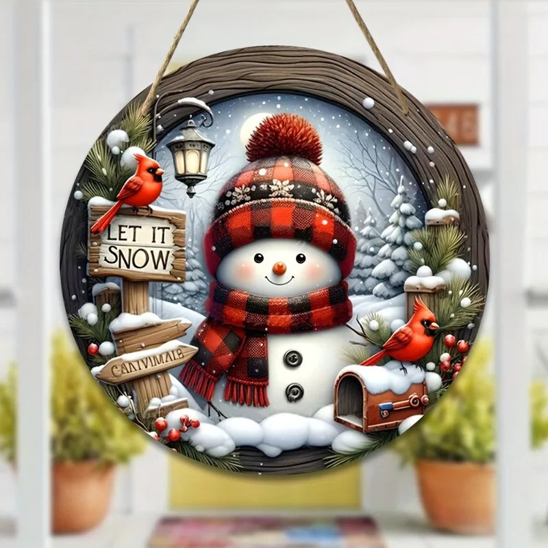 CrystalSnow | Christmas wreath made of acrylic | Snowman & winter design | Wall & door decoration Ø 20 cm