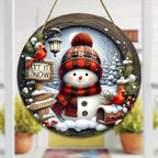 CrystalSnow | Christmas wreath made of acrylic | Snowman & winter design | Wall & door decoration Ø 20 cm