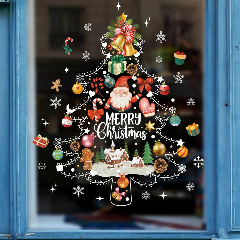 Glimoria | Christmas Window Stickers 2025 | Santa Claus & Christmas Tree | Removable Window Stickers for Glass & Walls | Festive Decor for Christmas & New Year