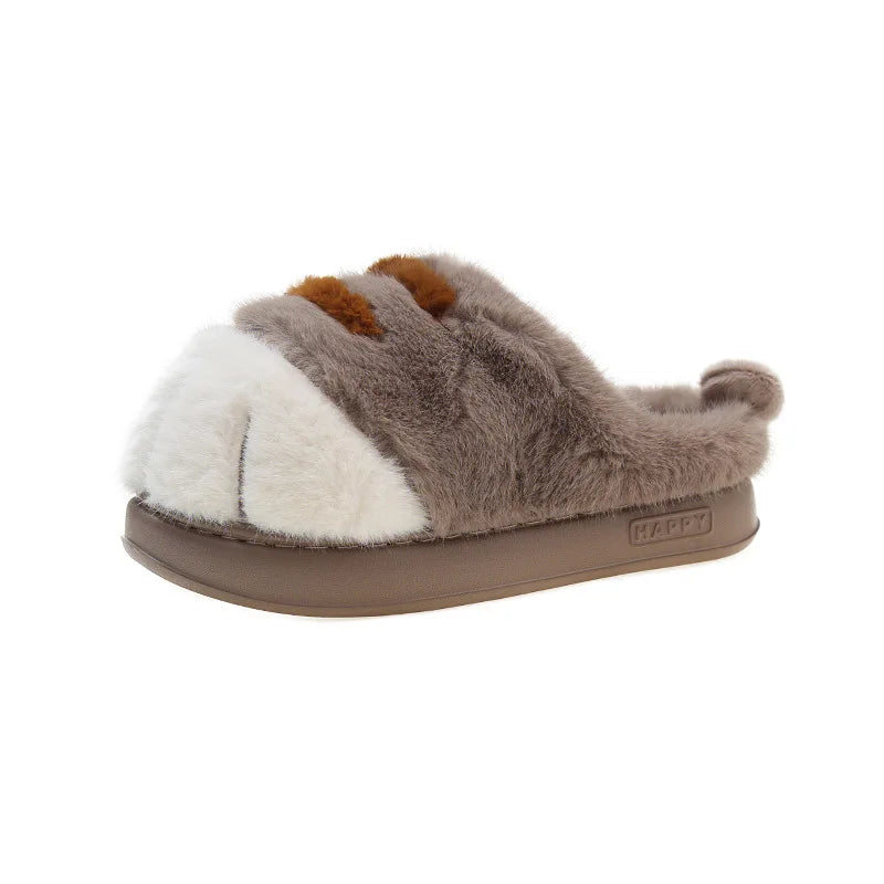 Miuvela | Cat Paw Slippers Women | Fluffy & Warm | Non-slip & Comfortable | Funny Cat Slippers for Home & Garden