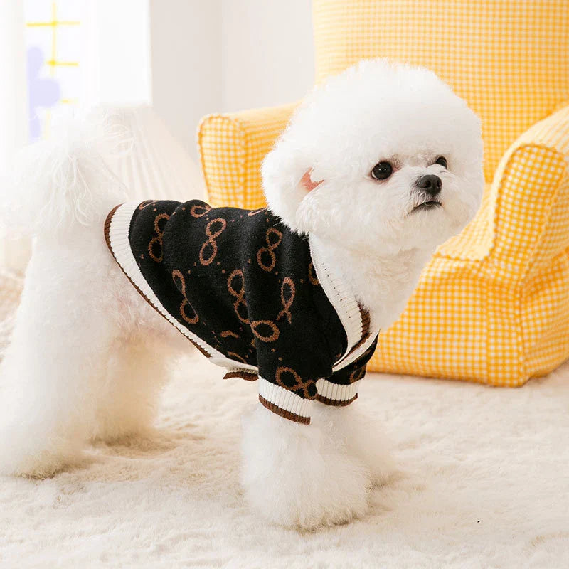 Dog cardigan made of knit warm and striped