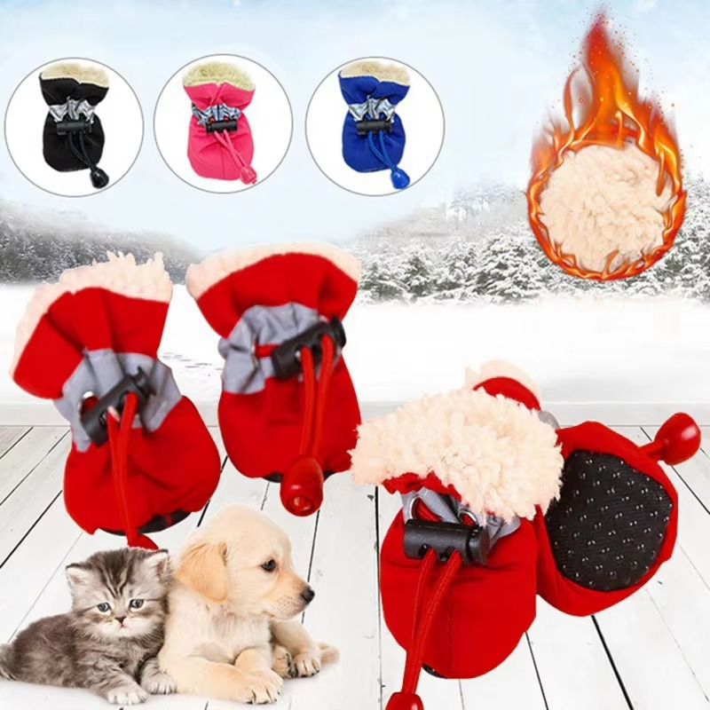 4-Pack Non-Slip Winter Puppy Booties for Outdoor Protection