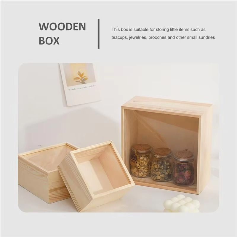 Rustic Unfinished Wooden Storage Box with Sliding Lid – Jewelry, Keepsake, and Gift Chest