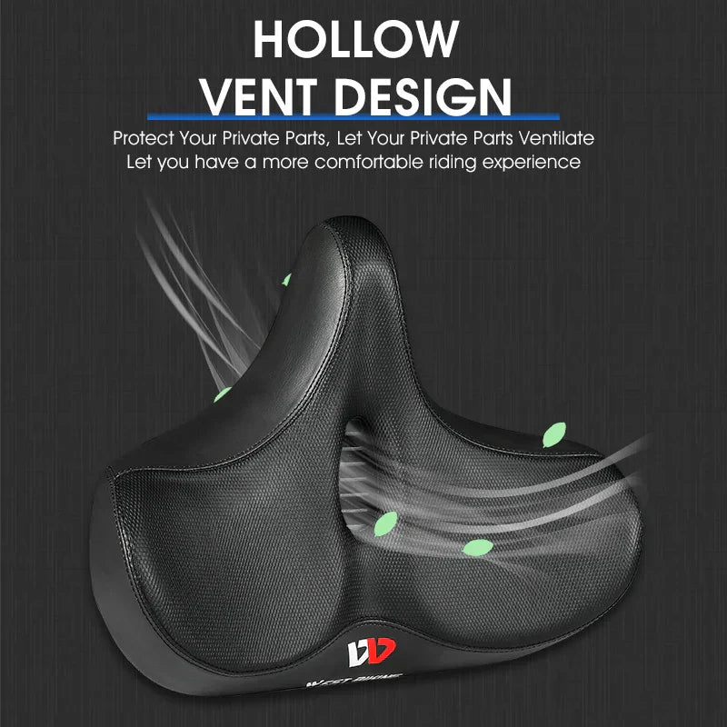 Wide Ergonomic Bike Saddle – Comfortable Saddle with Shock Absorption for City and Mountain Bikes