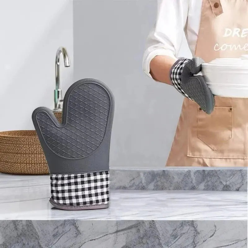 ThermoGrip Silicone Kitchen Glove | Heat Resistant up to 250 °C | Non-Slip & Extended | Anti-Scald Protection for Oven & Grill