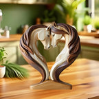 Equora Horse Sculpture | Horse Sculpture Wood | 2D Design in Embrace Pose | Decoration for Living Room, Office & Children's Room