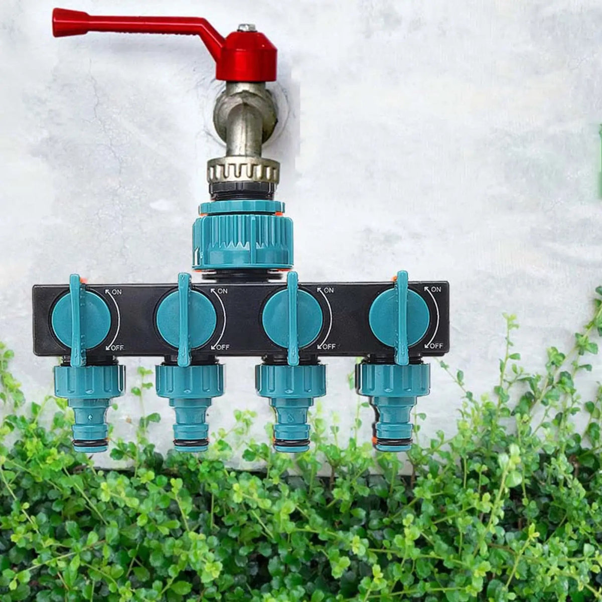 AquaSplit 4-Way Distributor | For ½", ¾", 1" Threads | Robust Design | Green-Black