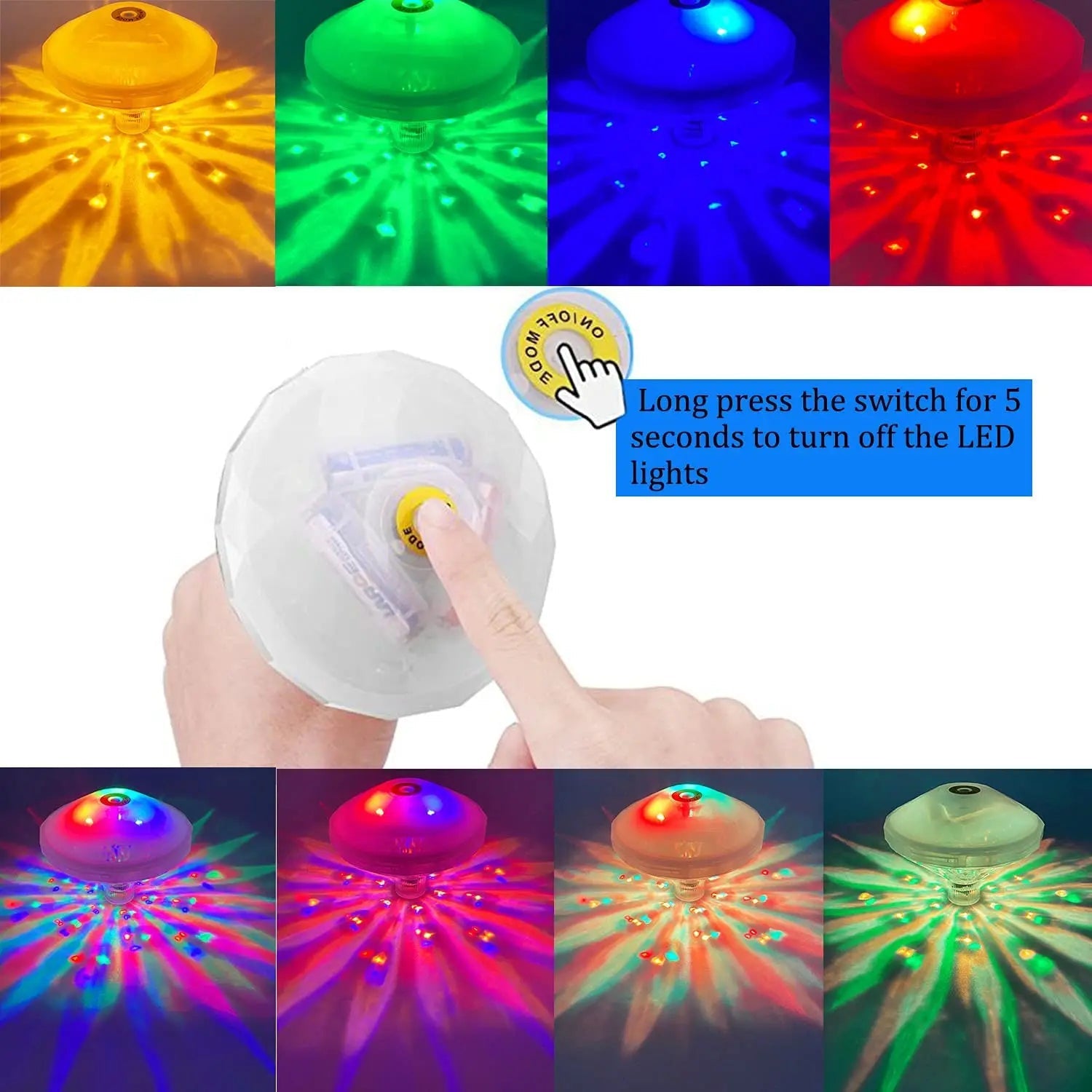 Floating LED Underwater Lamp AquaLuma | RGB Color Change | IP67 Waterproof | For Pool, Bathtub & Party