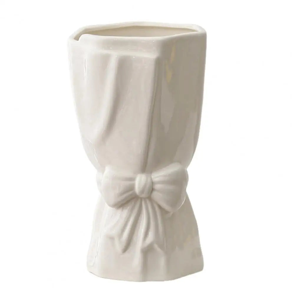 Ribbon Bow Ceramic Tabletop Flower Vase