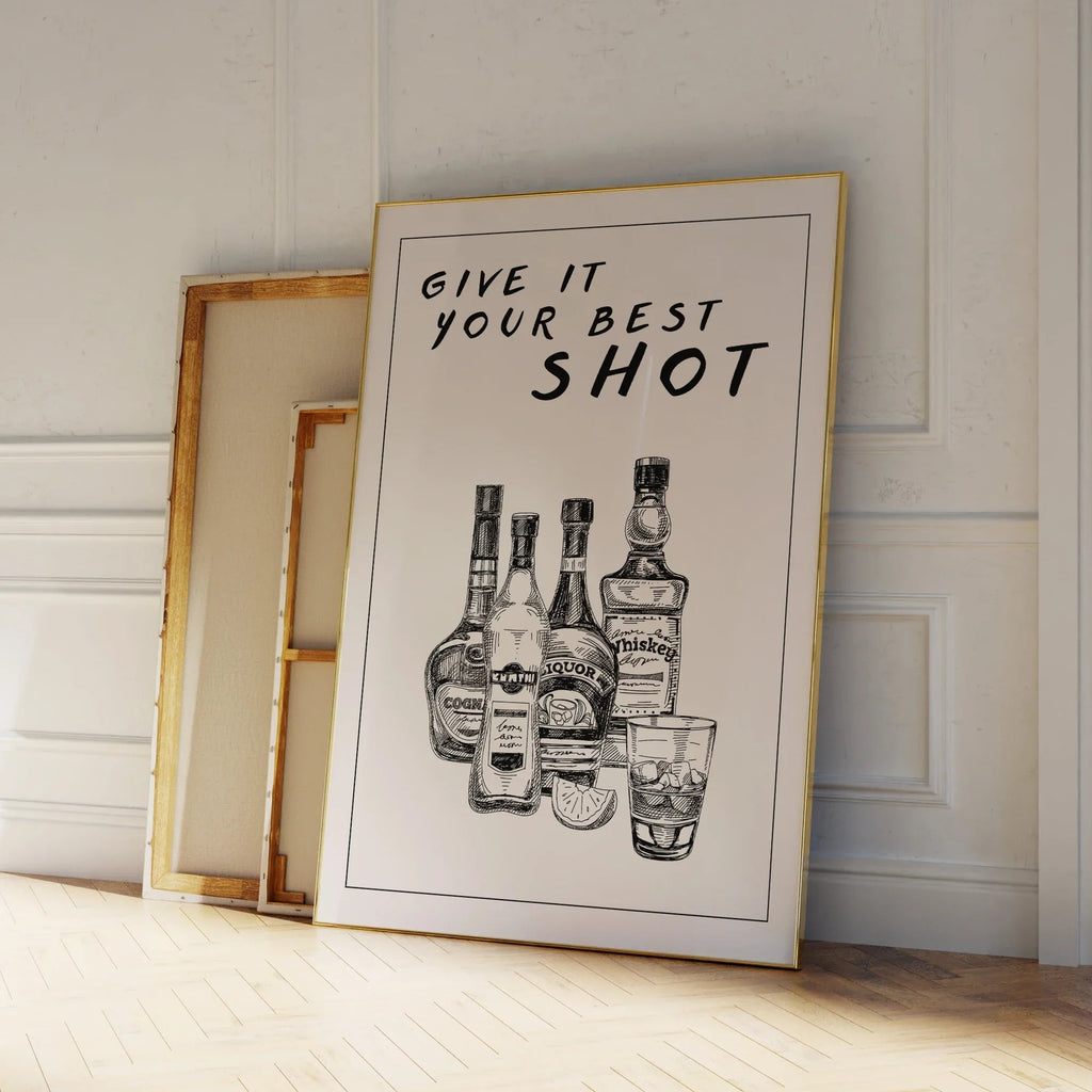 Give It Your Best Shot" Wall Art – Bold & Playful Bar Decor