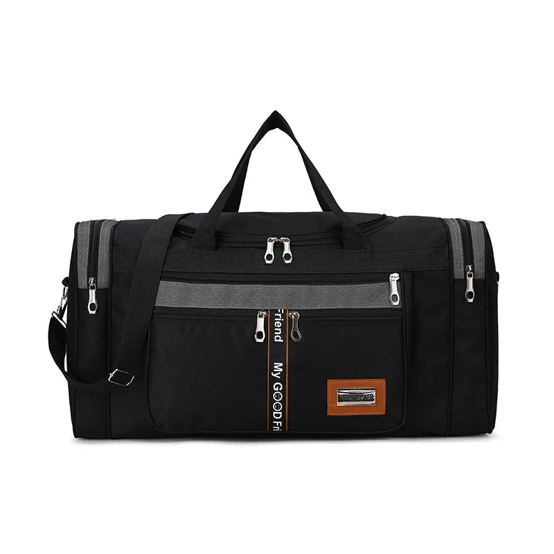 Travinero Foldable Travel Bag Men | Large Capacity | Waterproof Shoulder Bag for Business Trips & Short Trips | Sports & Leisure Bag