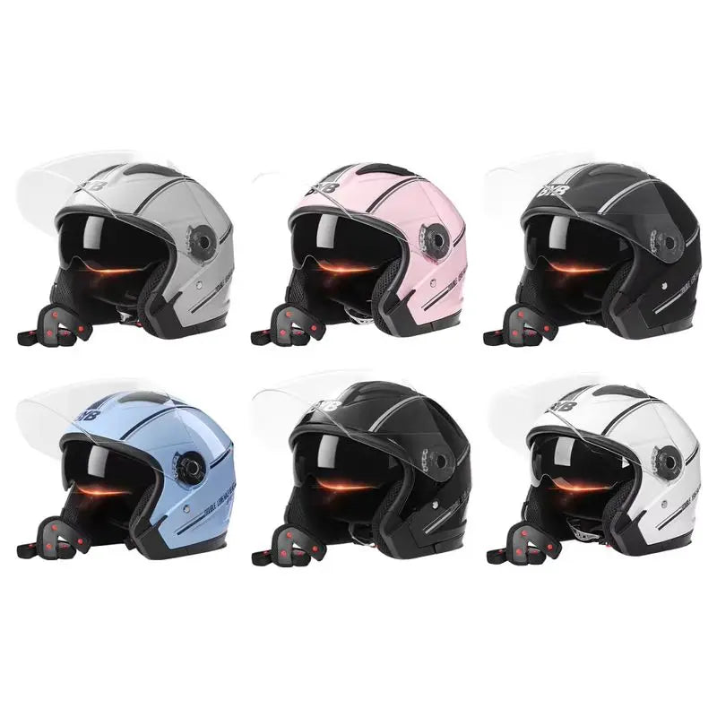 Retro 3/4 Open-Face Motorcycle Helmet with Dual Anti-Fog Visor for 56–62 cm Heads
