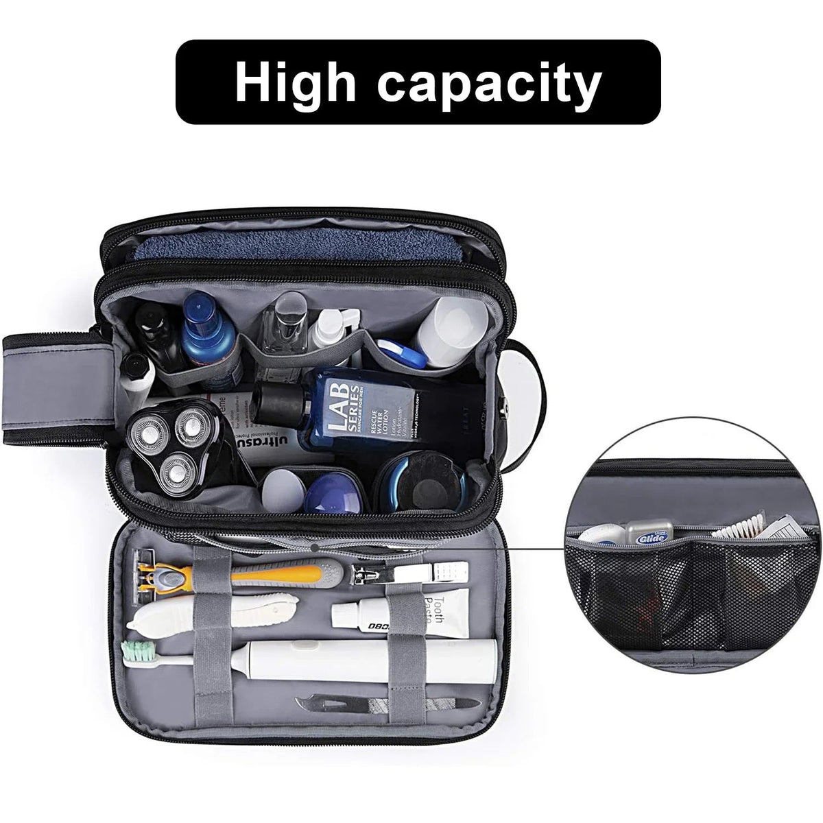 Gentrax Toiletry Bag Men | Water Repellent & Large | Tear Resistant Travel Organizer with Wet Compartment | Dopp Kit for Shaving & Care