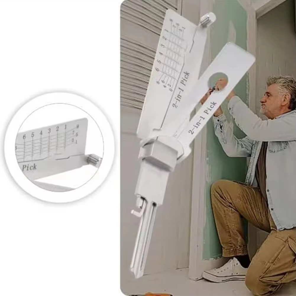 Stainless Steel Key Decoder – 2-in-1 Lock Decoding & Picking Tool for Locksmiths