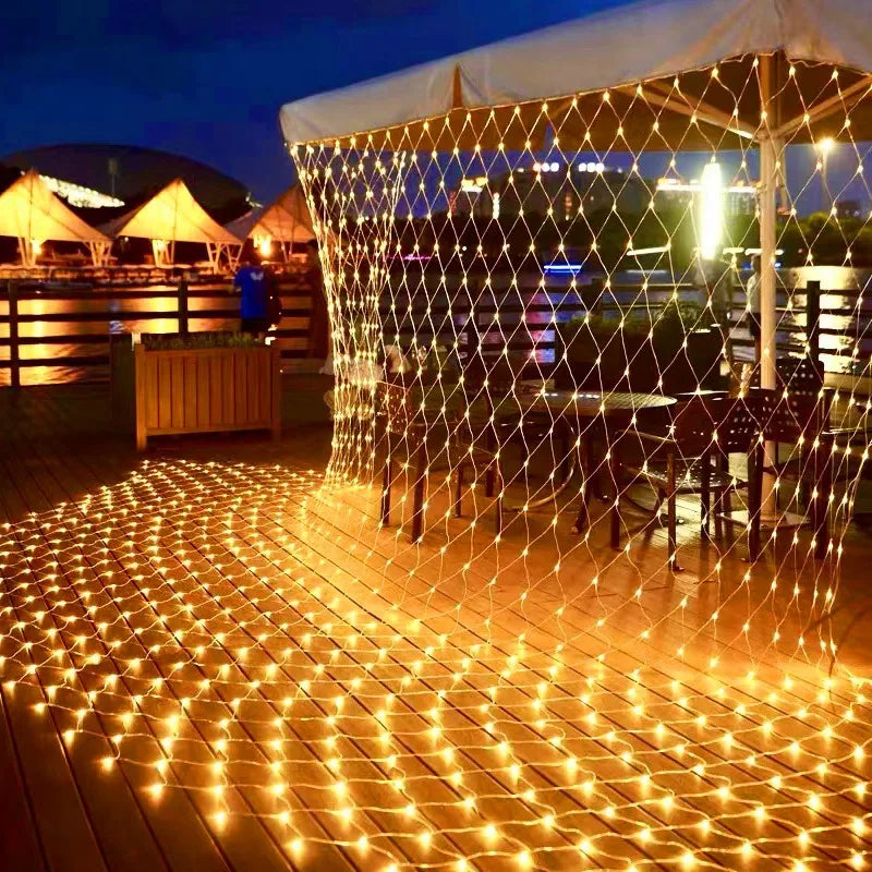 LED Net String Lights Luminet | 96–320 LEDs | Warm White, White & Colorful | 8 Lighting Modes | 220V EU Plug | For Christmas, Wedding & Garden