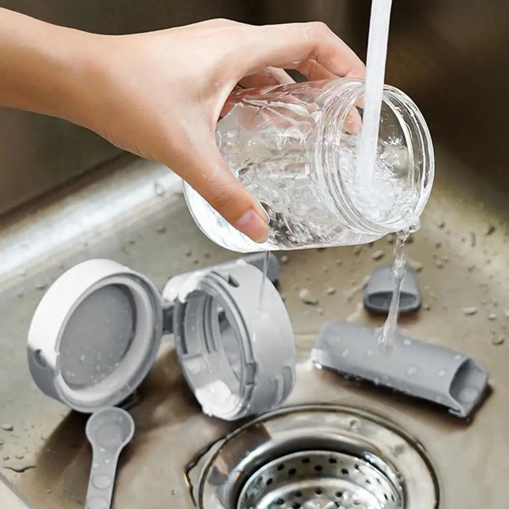 Transparent Glass Lockable Airtight Seasoning Jar with Spoon