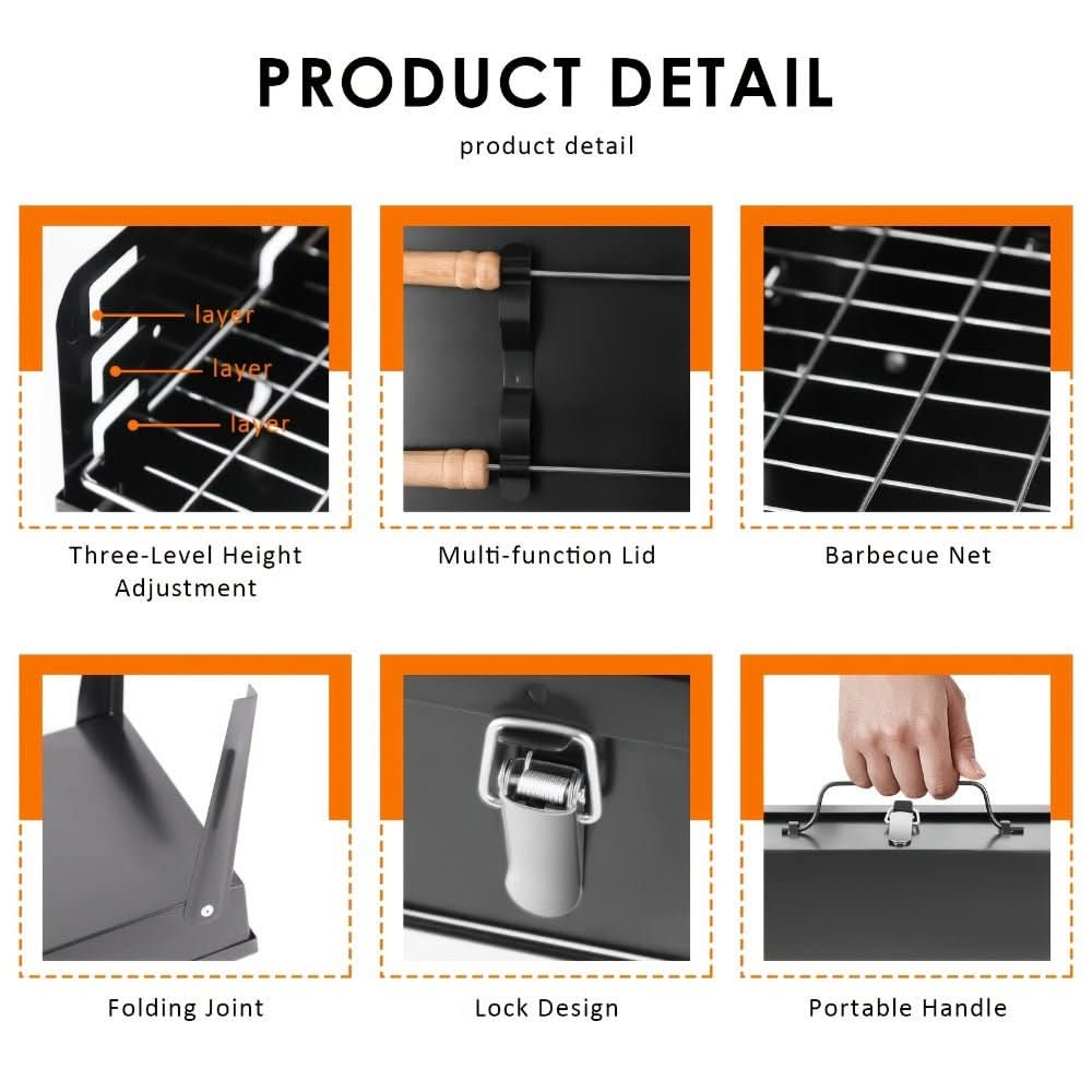 Foldable steel garden barbecue for camping & garden