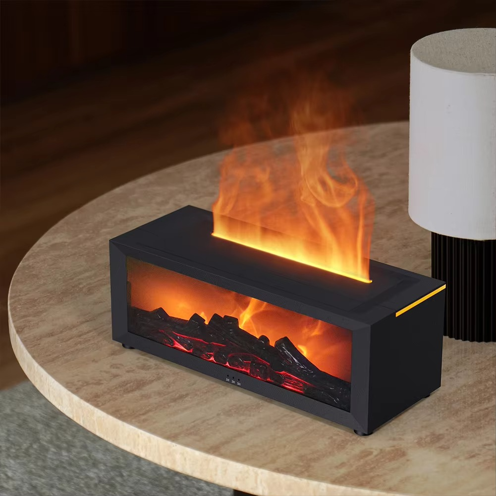 Simulated Flame Aromatherapy Diffuser and Air Humidifier with Timer