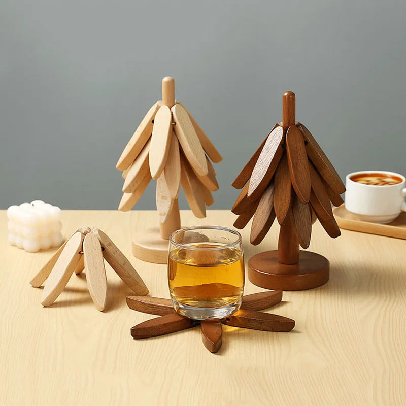 Wooden Tree Coaster Set