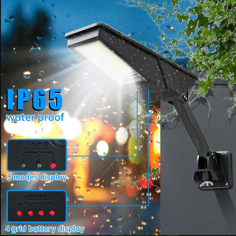 Heliotrax Solar Street Lamp with Remote Control | 138 LEDs | 3 Light Modes | IP65 Waterproof | For Garden, Driveway & Yard