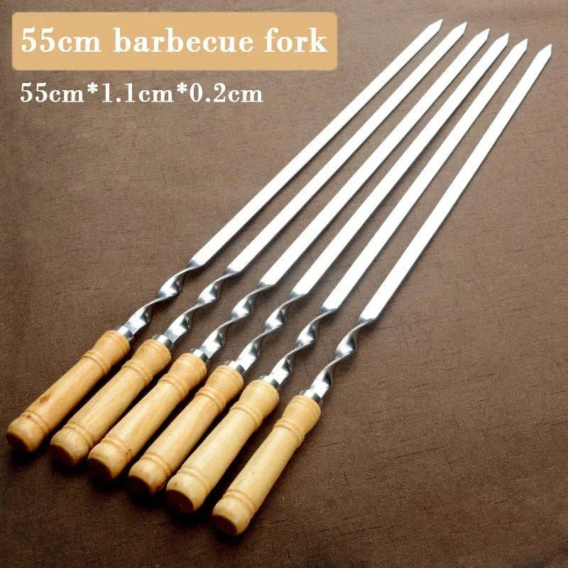 GrillMaster Pro Grill Skewers | Extra Long Stainless Steel Skewers with Wooden Handle | Set of 6