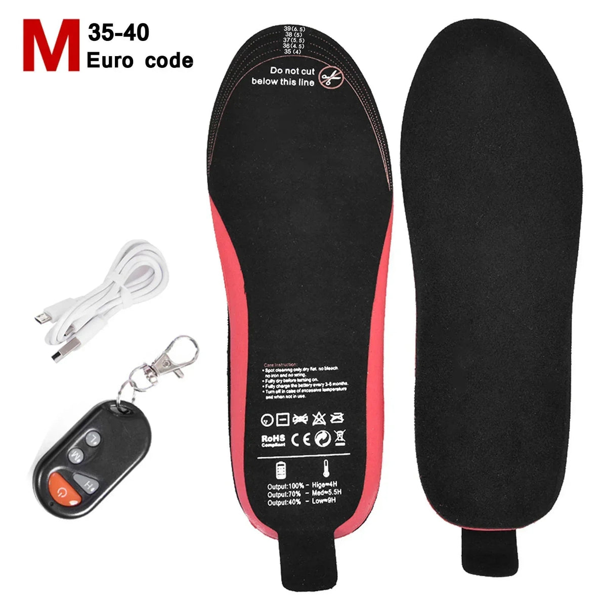 Rechargeable Heated Insoles WarmStep Pro | Rechargeable with Remote Control | 3 Heat Levels | Trim-to-Fit | Electric Foot Warmers for Winter & Outdoor