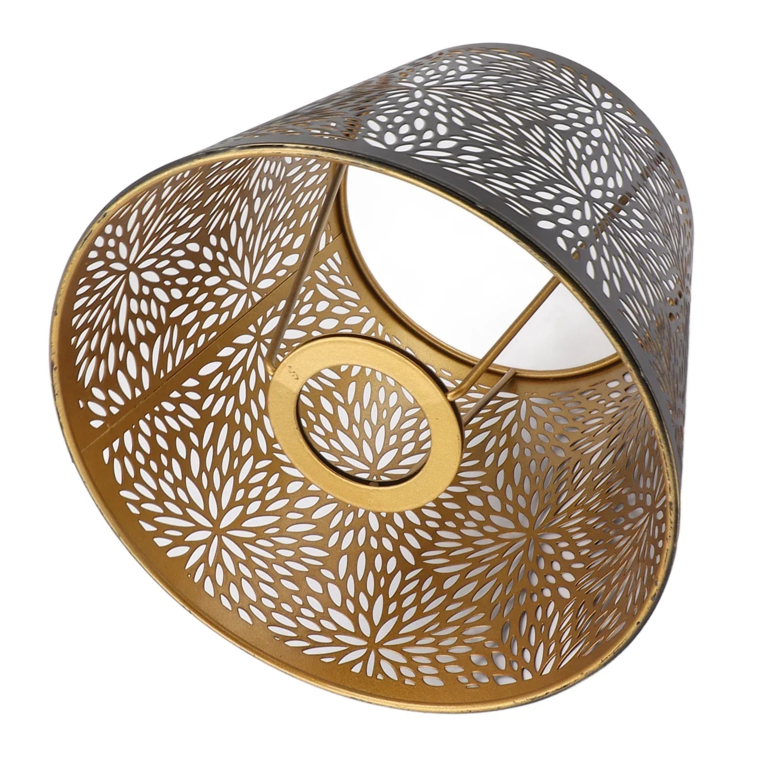 Metal lampshade with gold pattern