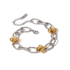 Classy Two Tone Textured Silver Bracelet