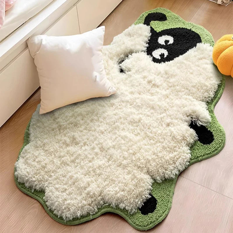 Fluffy Sheep Shaped Bedroom Bedside Rug