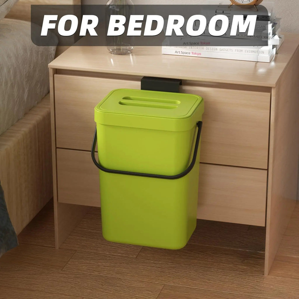 Binova Mini Trash Can | With Lid | Hanging & Wall Mounted | Compact & Odor Blocking | For Kitchen, Bathroom & Office