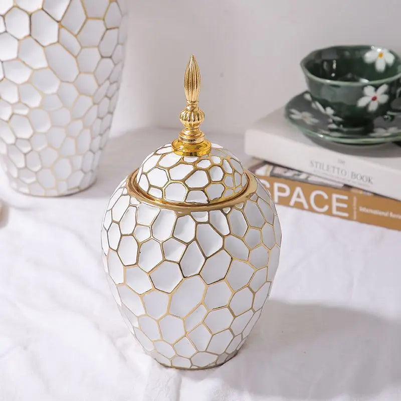 Elegant ceramic vase with a gold accent