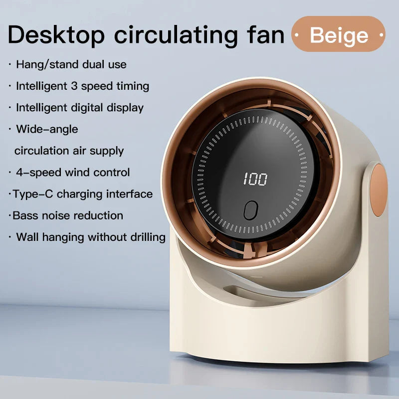 Airiqo Bladeless USB Fan | 100 Levels | Whisper Quiet & Energy Efficient | Portable & Wall Mountable