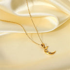18k Diamond Adorned Crescent Moon Necklace