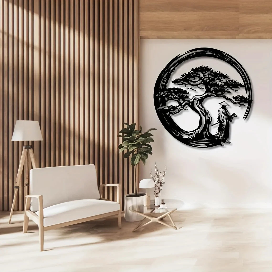 ZENORA Metal Wall Decor Bonsai | Japanese Design with Torii & Enso | 40 × 40 cm