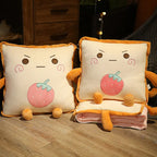 Playful Cartoon Toast Foldable Travel Pillow Blanket