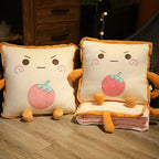 Playful Cartoon Toast Foldable Travel Pillow Blanket