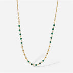 Dainty Gold & Malachite Stone Necklace