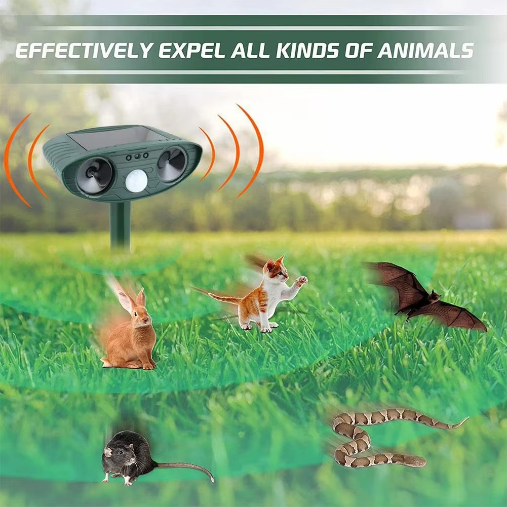 Solar-Powered Ultrasonic Animal Repellent for Gardens and Yards